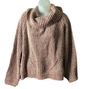 Girl Obsessed Cowl Neck Sweater Women L Maroon Chunky‎ Knit Boho Cottagecore